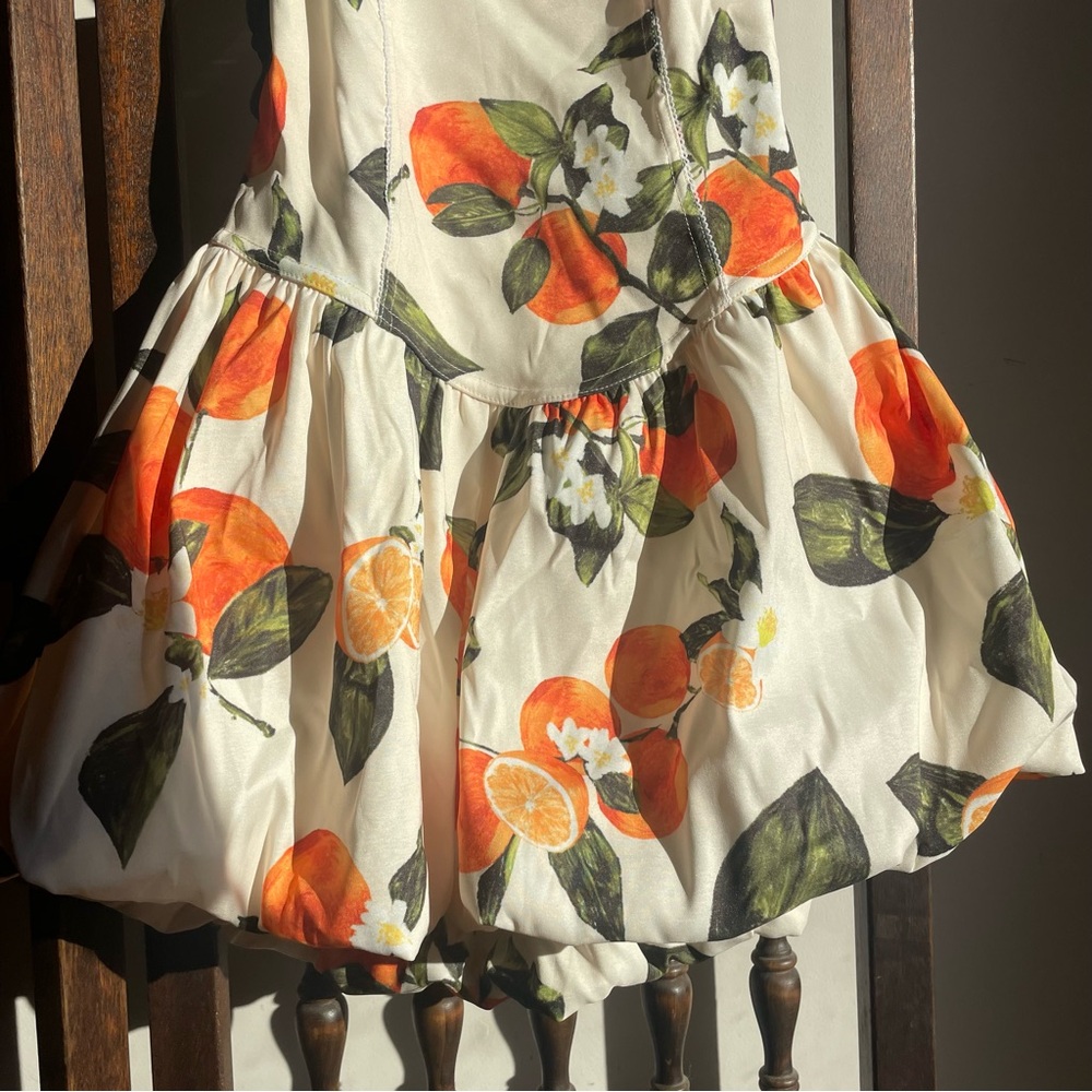 Zara Cream Mini Dress with Orange & Green Citrus Print - Picture 7 of 13